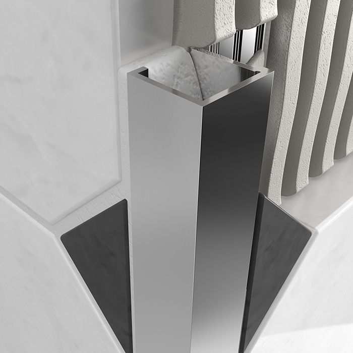 Tilers Trim 10mm Cube Aluminium Chrome 2.5m
