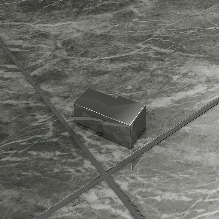 Tilers Trim Cube Aluminium Corner Piece 10mm Chrome