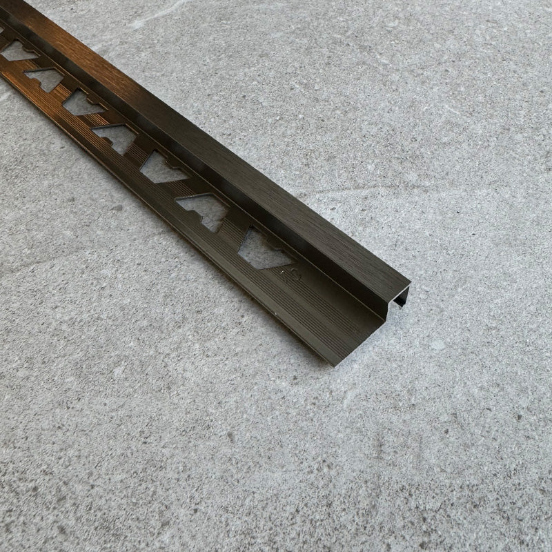 Tilers Trim 12mm Square Edge Tile Trim - Titanium Effect