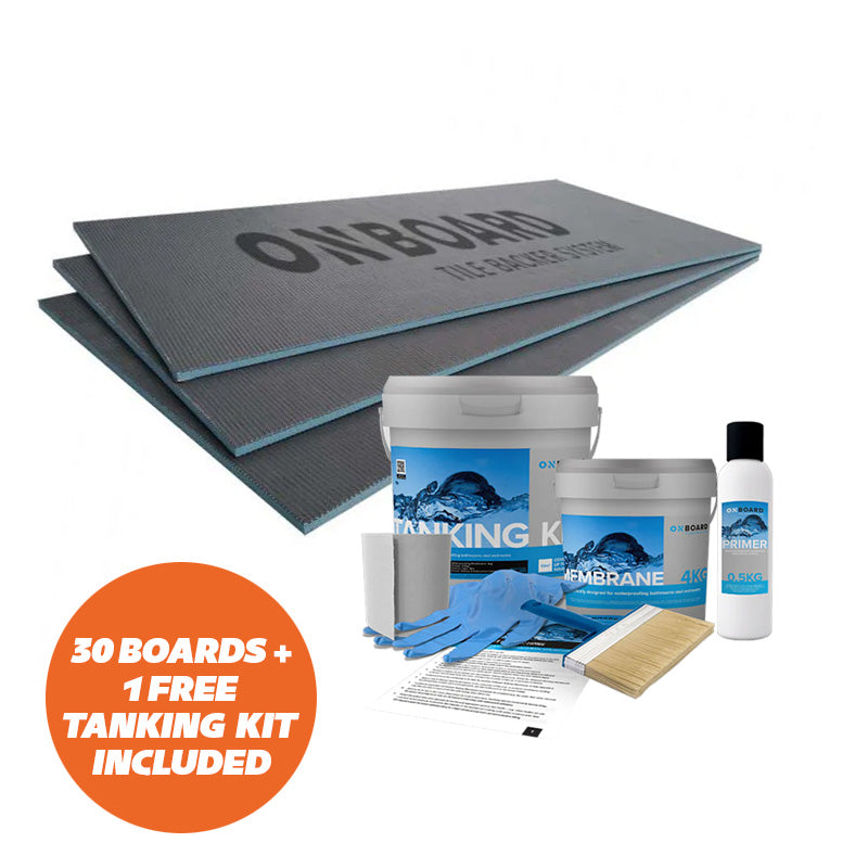 Bundle of 30 - 6mm Onboard Tile Backer Board 1200x600mm (INCLUDES FREE TANKING KIT)