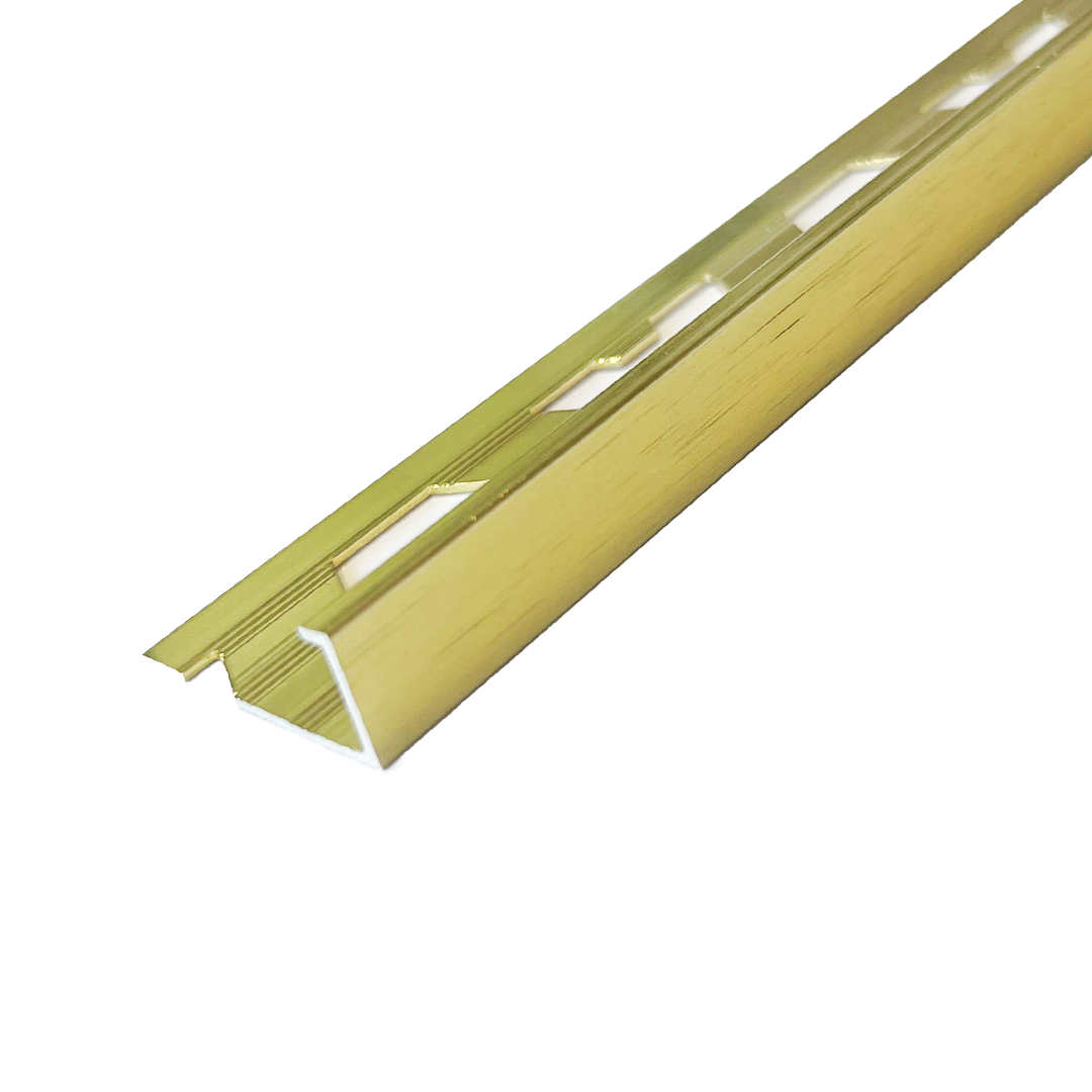 Tilers Trim Brushed Brass Effect Aluminium Straight Edge 10mm