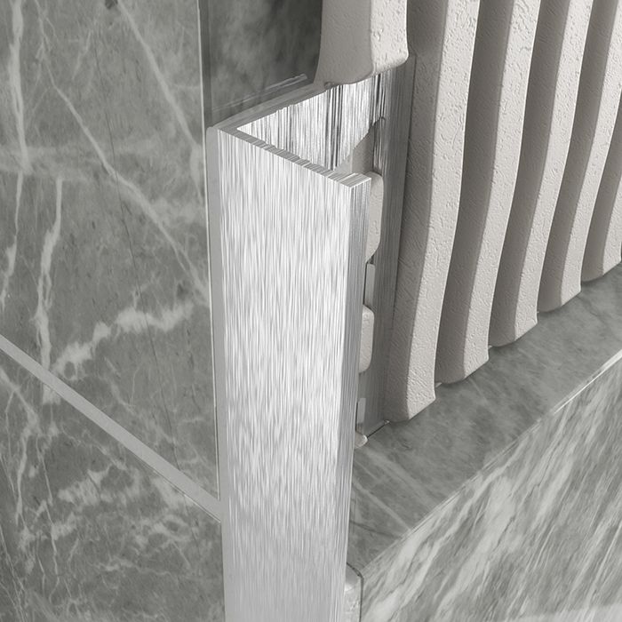 Tilers Trim Brushed Chrome Aluminium Straight Edge 12.5mm