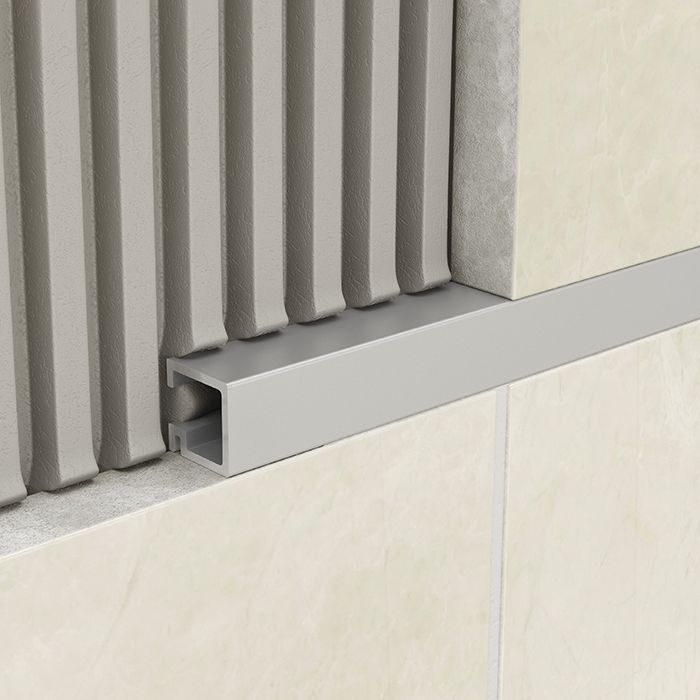 Brushed Chrome Aluminium Square Listello Trim - 10mm