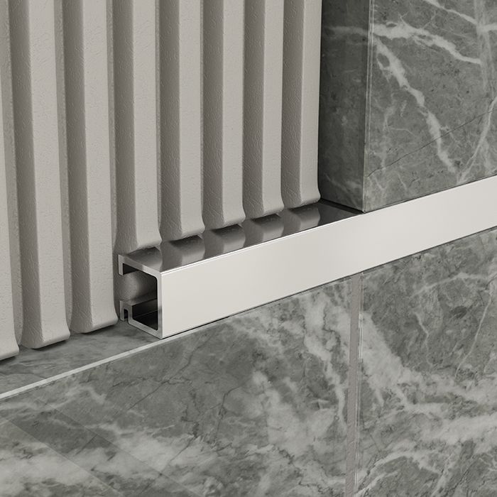 Chrome Aluminium Square Listello Trim - 10mm