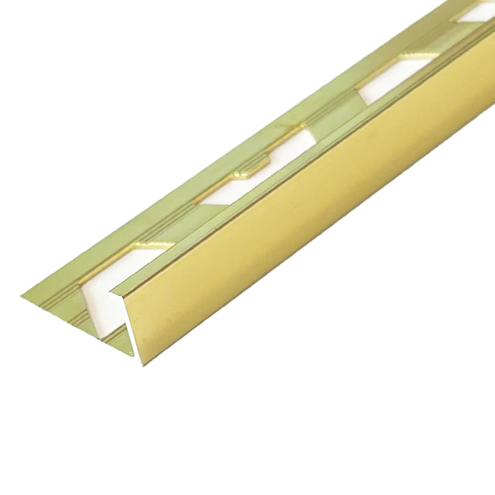 Tilers Trim Polished Brass Effect Aluminium Straight Edge 10mm