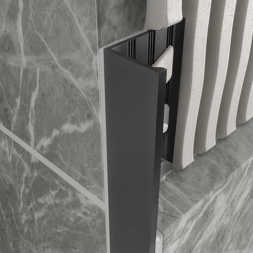 Tilers Trim Matt Black Coated Effect Aluminium Straight Edge - 12mm