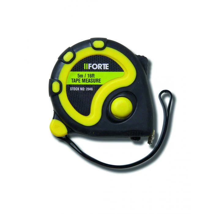 Forte 5m Rubber Covered Tape Measure Heavy Duty Metric Imperial Builder DIY Tool