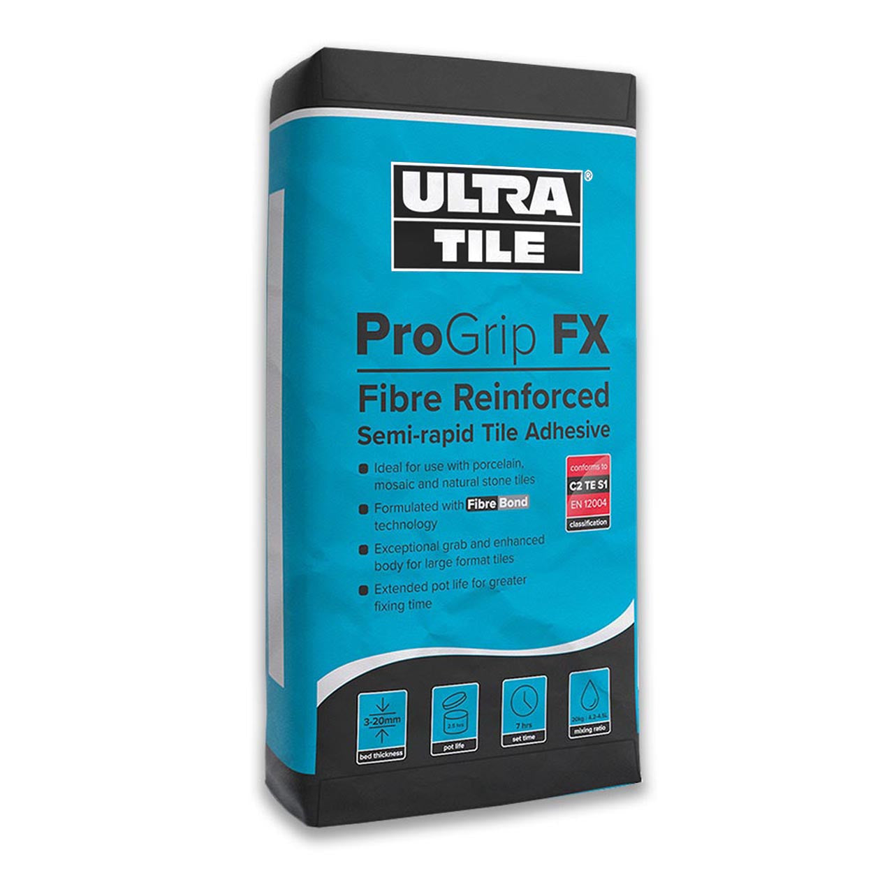 UltraTile ProGrip FX Fibre Reinforced Semi-Rapid Grey 20Kg