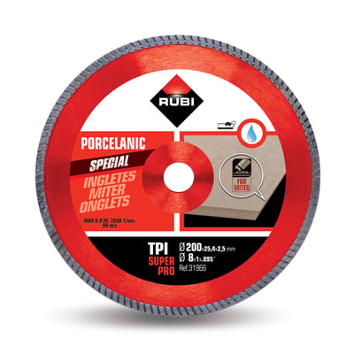 Rubi TPI SUPERPRO 250mm Diamond Blade Turbo Miter Wet Cut Porcelain Tile Blade 25.4mm