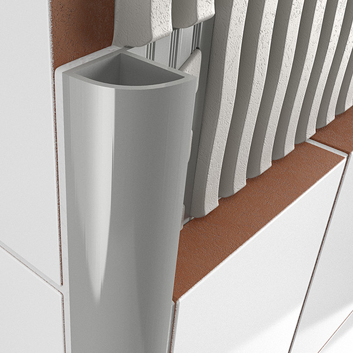 Tilers Trim PVC Round Edge Closed Profile - Grey 8mm