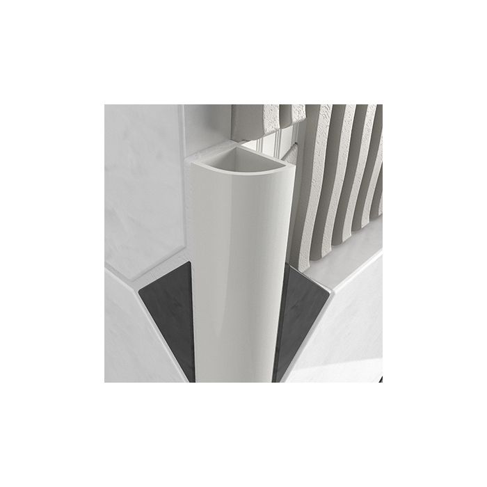 Tilers Trim PVC Round Edge Closed Profile - White 8mm